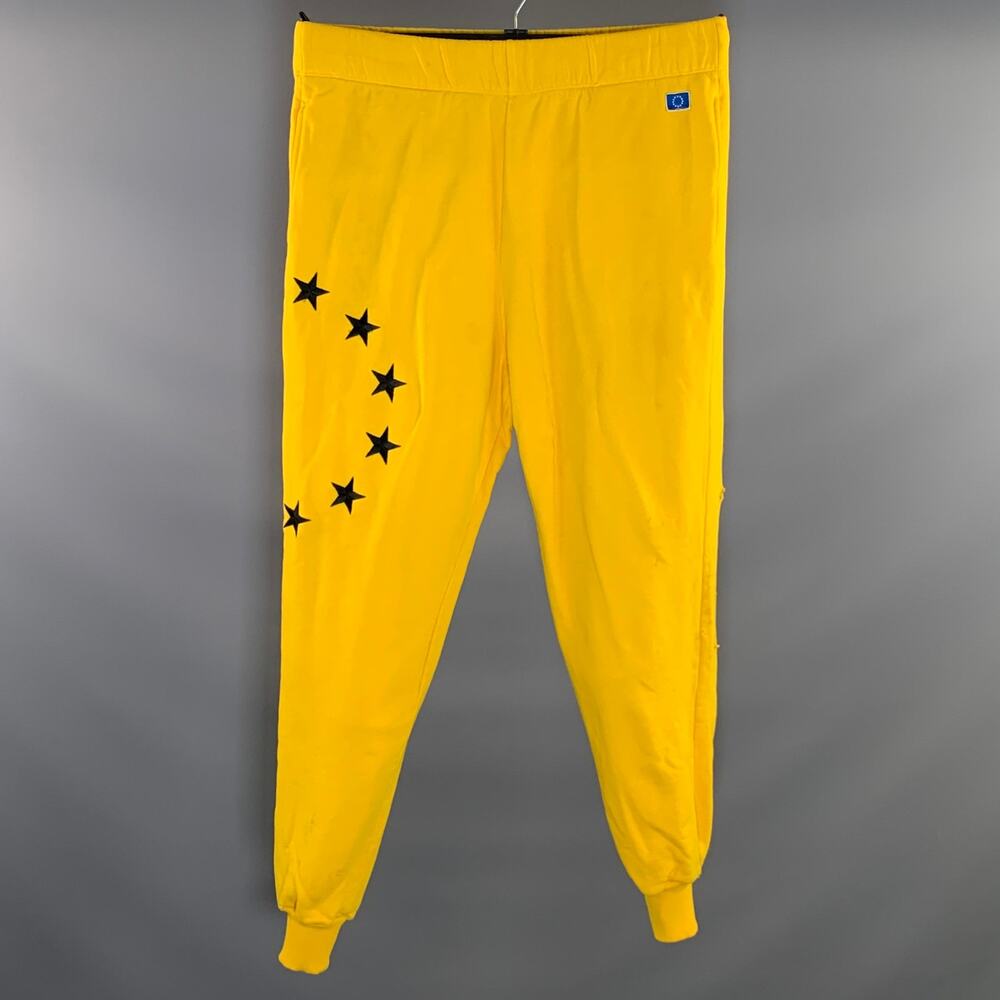 Etudes Yellow Cotton Black Stars Casual Pants Size L